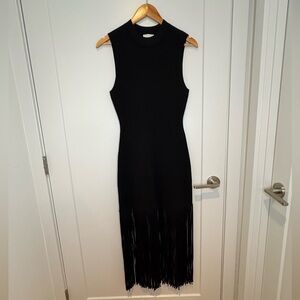 Sandro Gloire Sleeveless Fringed Hem Dress | Fringe